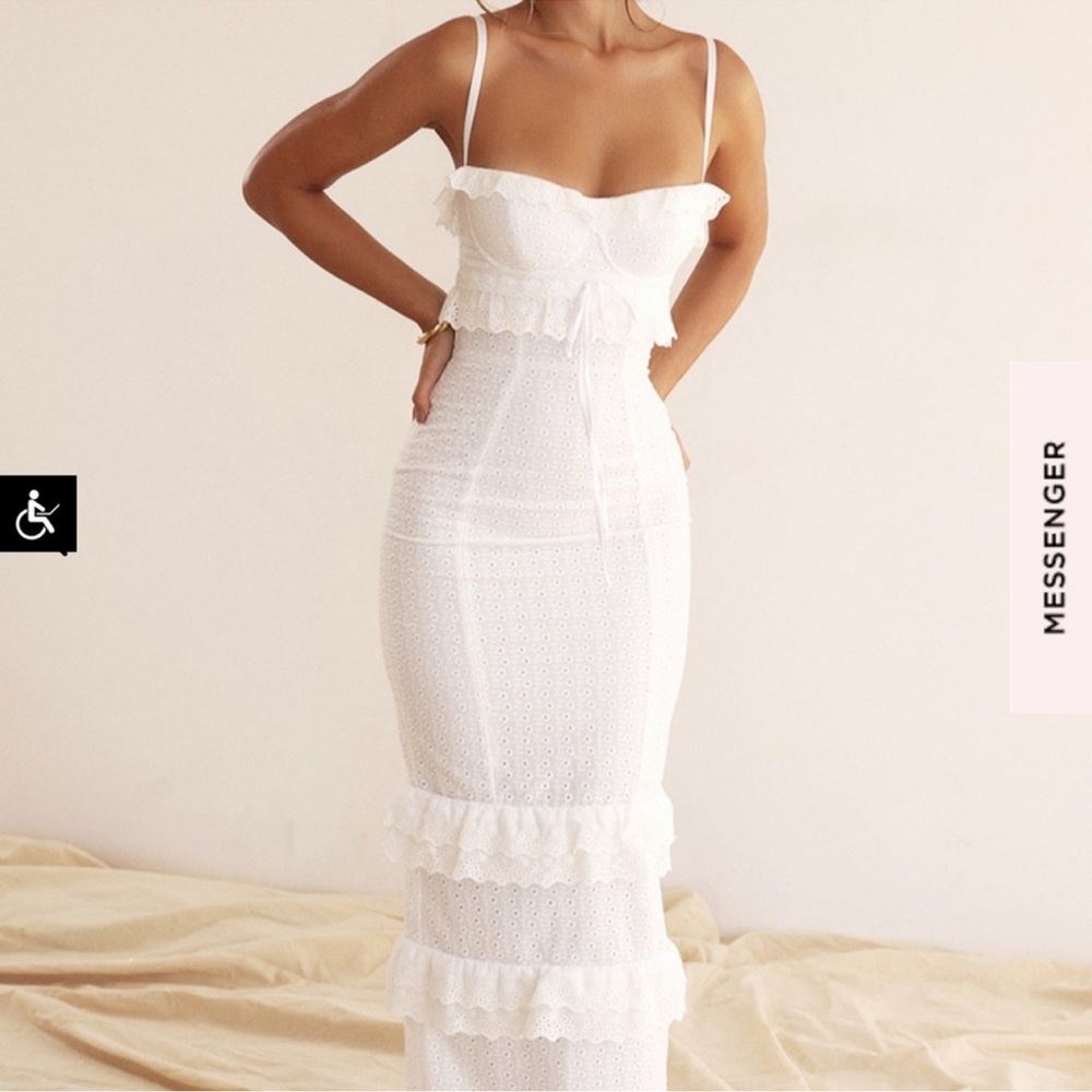 House of CB White Broderie Maxi Eve Dress